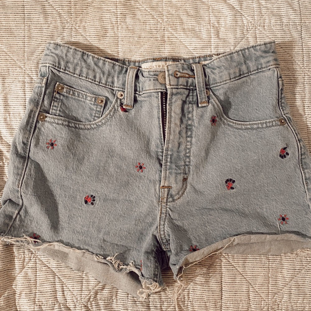 Lucky brand flowered jean shorts
